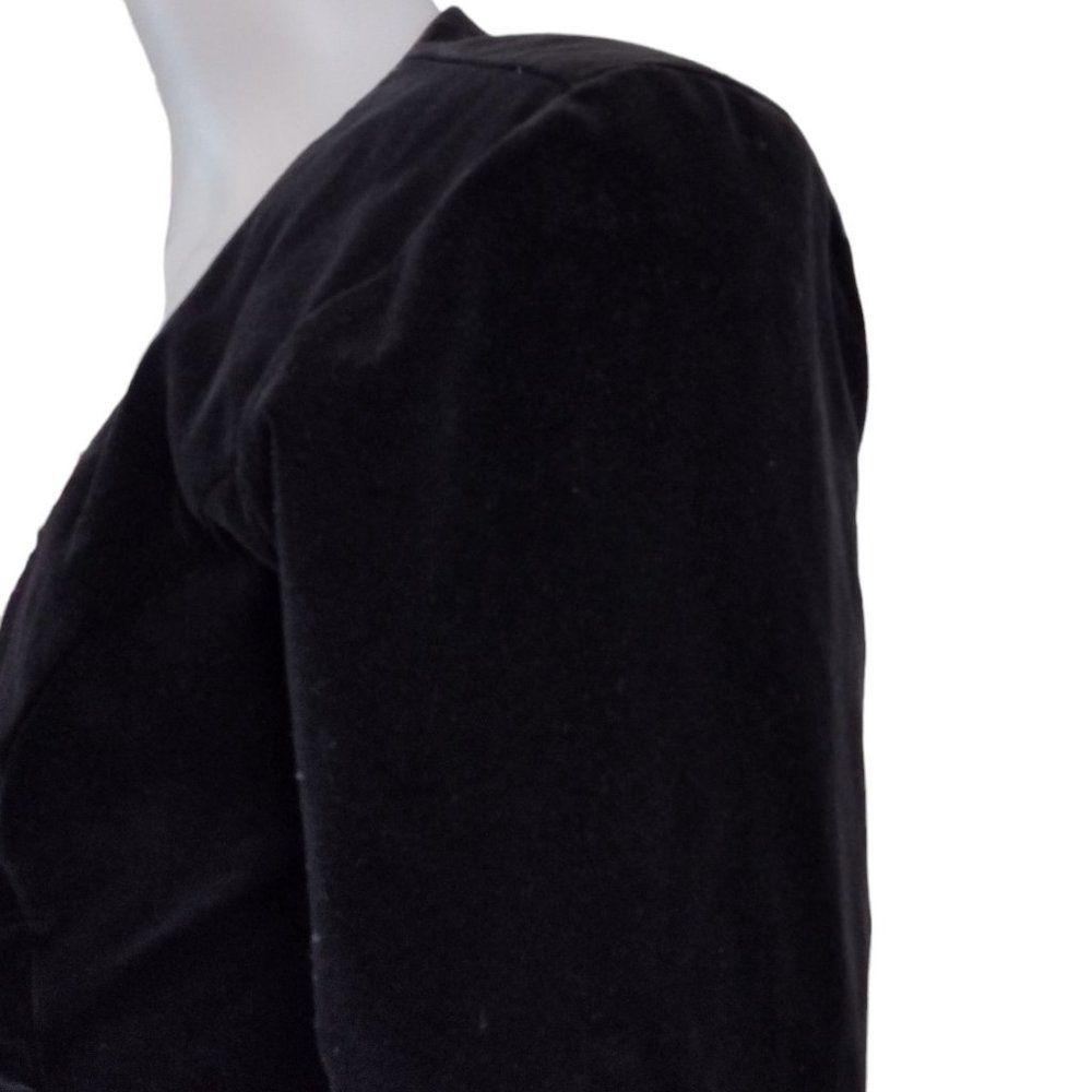 80s Does 40s Style Cotton Velvet / Velveteen Holly Applique Blazer - Picture 3 of 13